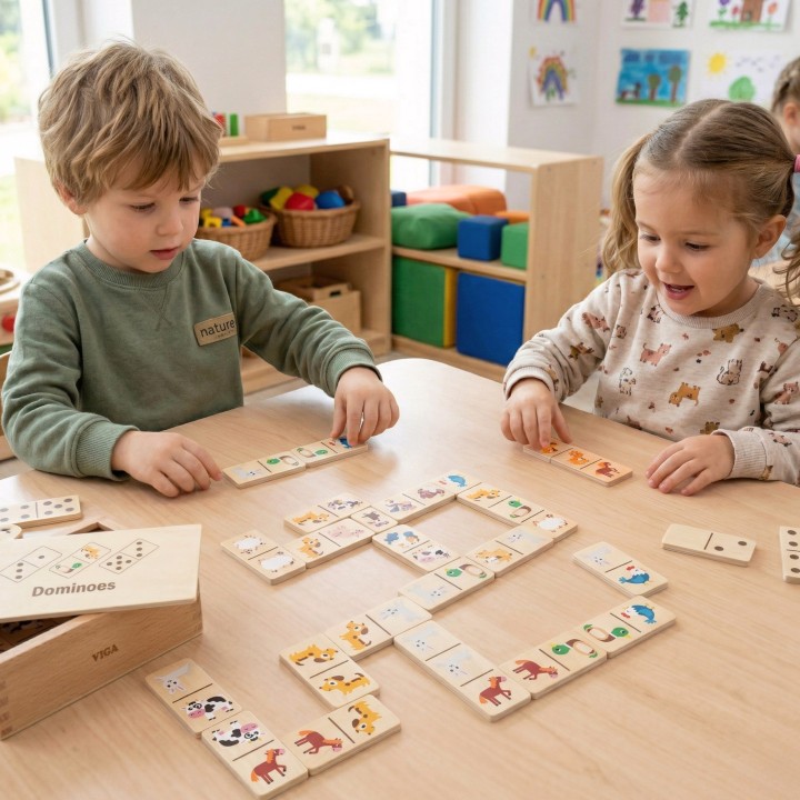 VIGA Wooden Domino 2 in 1 Animals and Numbers - educational fun