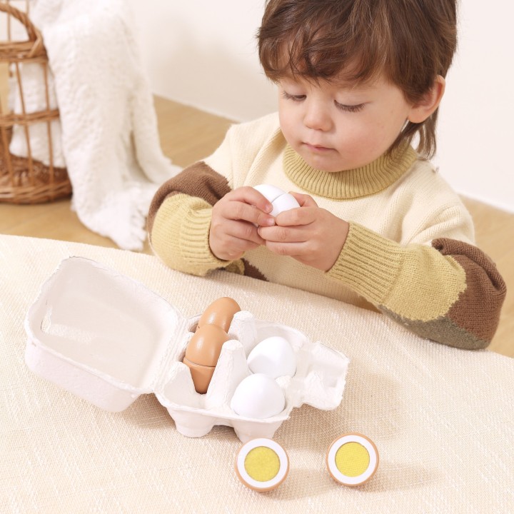 VIGA Wooden Eggs for Cutting in a Carton - Educational Toy