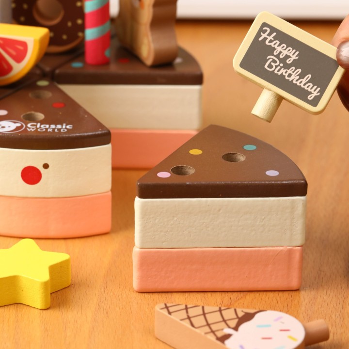 Wooden Birthday Cake CLASSIC WORLD 19 pcs - Toy for Children