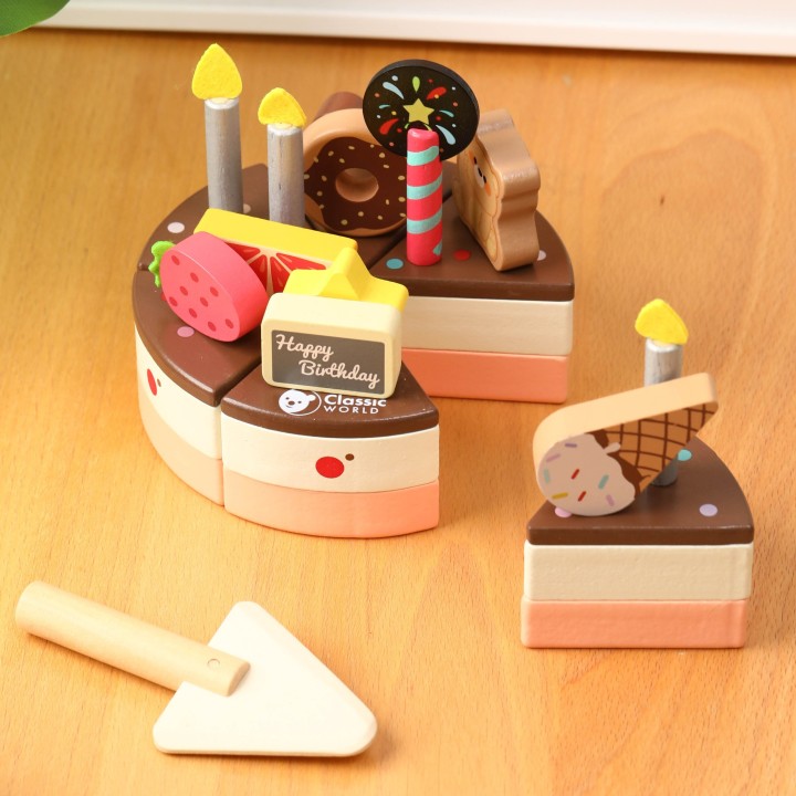 Wooden Birthday Cake CLASSIC WORLD 19 pcs - Toy for Children