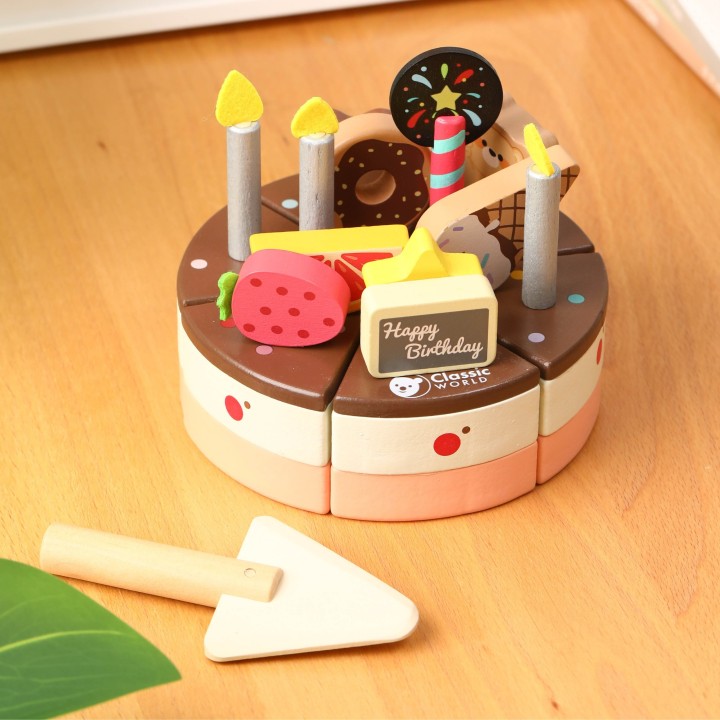 Wooden Birthday Cake CLASSIC WORLD 19 pcs - Toy for Children