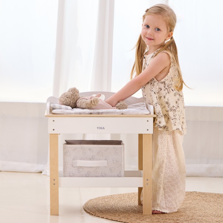 VIGA Wooden Changing Table 2 in 1 Bathtub for Dolls - The Perfect Toy