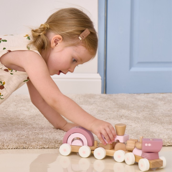 VIGA PolarB Pink Train with Carriages - Blocks for Children