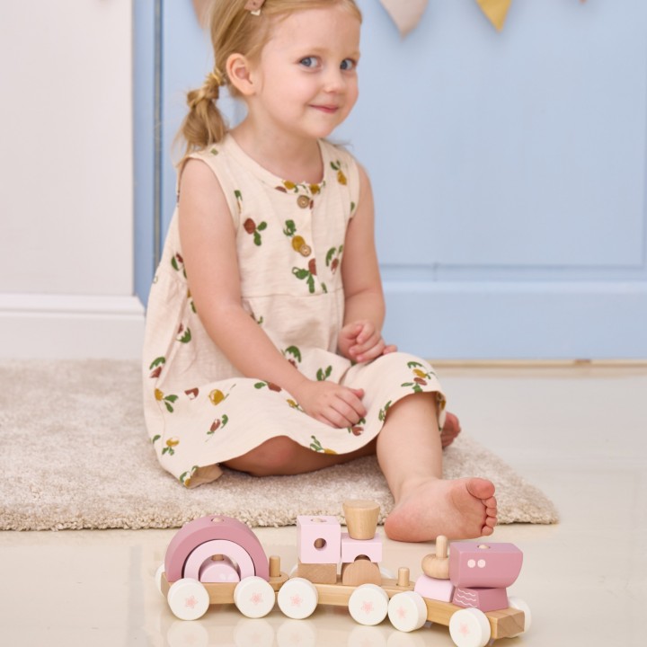 VIGA PolarB Pink Train with Carriages - Blocks for Children