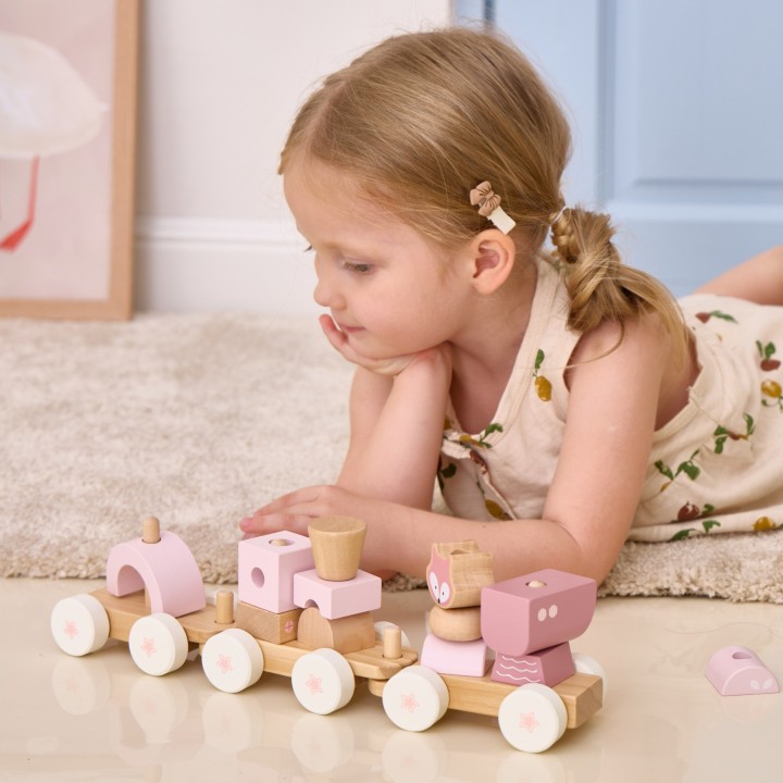 VIGA PolarB Pink Train with Carriages - Blocks for Children
