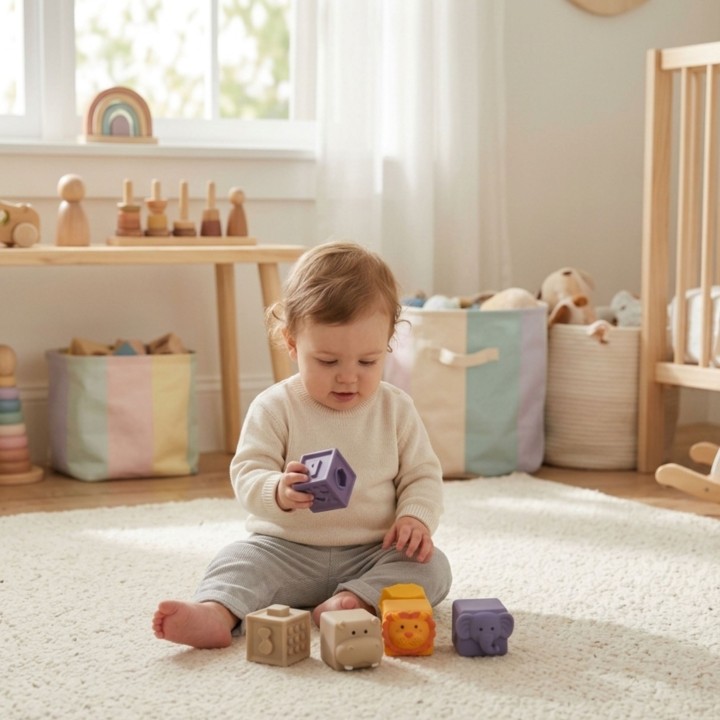 Klocki Sensoryczne WOOPIE BABY - Dźwięk i Nauka Liczenia 12 el.