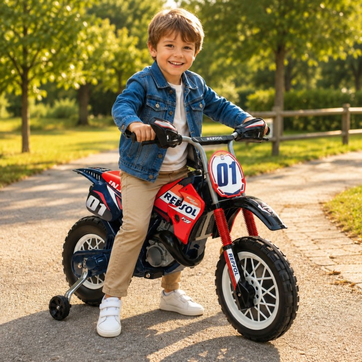 Motor Repsol na akumulator 6V dla dzieci Injusa - Wyścigowy styl cross