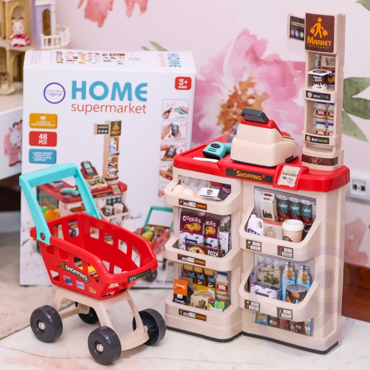 WOOPIE Shopping Cart with Scale, Cash Register and Scanner + 48 Accs.
