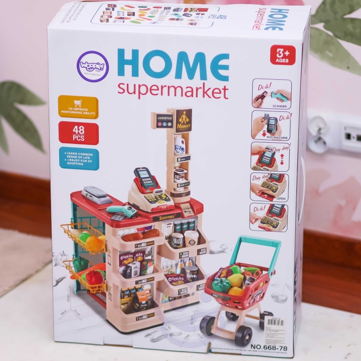 WOOPIE Shopping Cart with Scale, Cash Register and Scanner + 48 Accs.