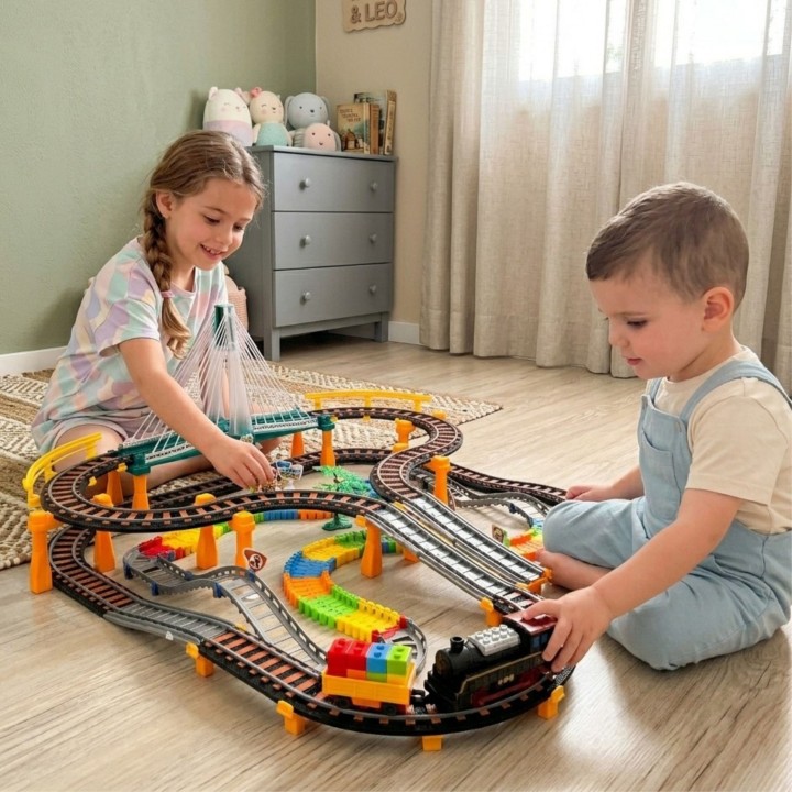 WOOPIE Electric Train 2in1 Race Track XXL 192 pcs.