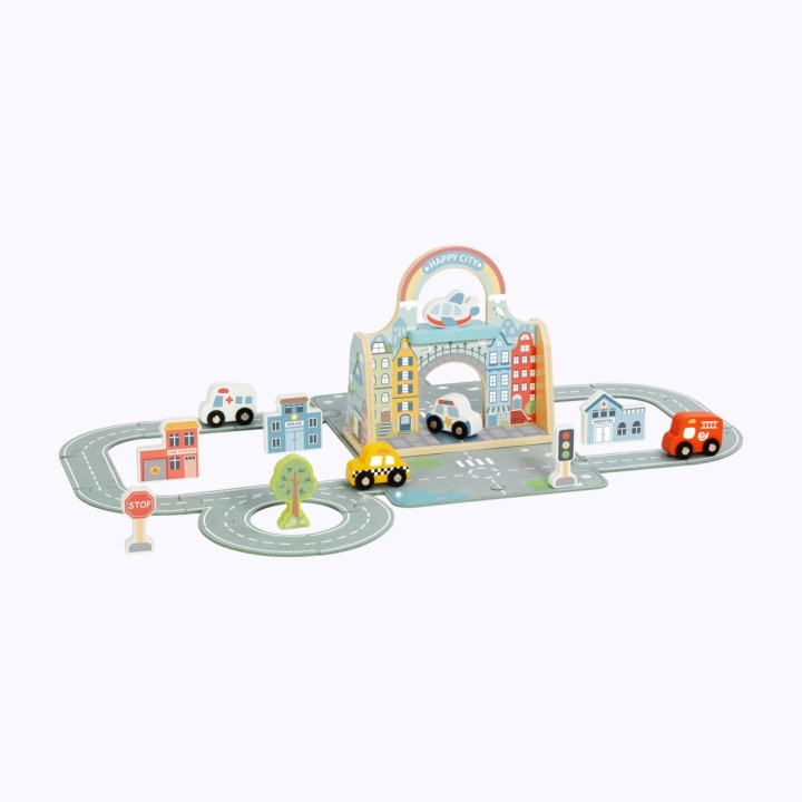 Tooky Toy Mini City - Wooden City in a Portable Bag