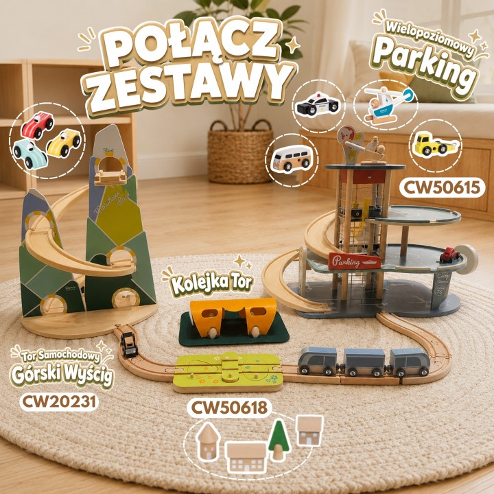 CLASSIC WORLD Wooden Car Track "Mountain Race"