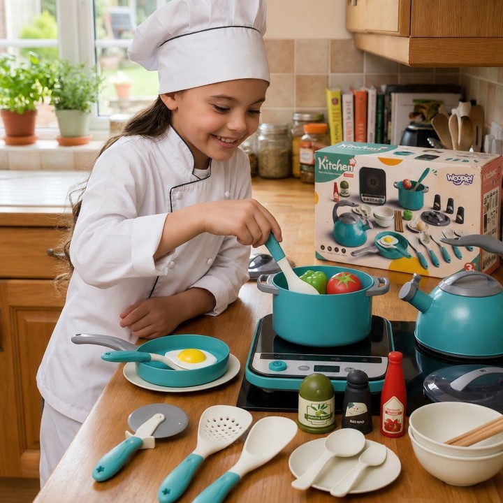 Woopie pink kitchen set for children - for playing chef, 30 pieces.