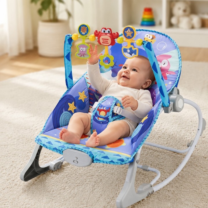 WOOPIE 2-in-1 Crab Rocker and Bouncer | Interactive with Vibrations