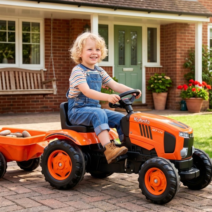 FALK Traktor na Pedały Kubota z Przyczepą i Otwieraną Maską 2-6 Lat