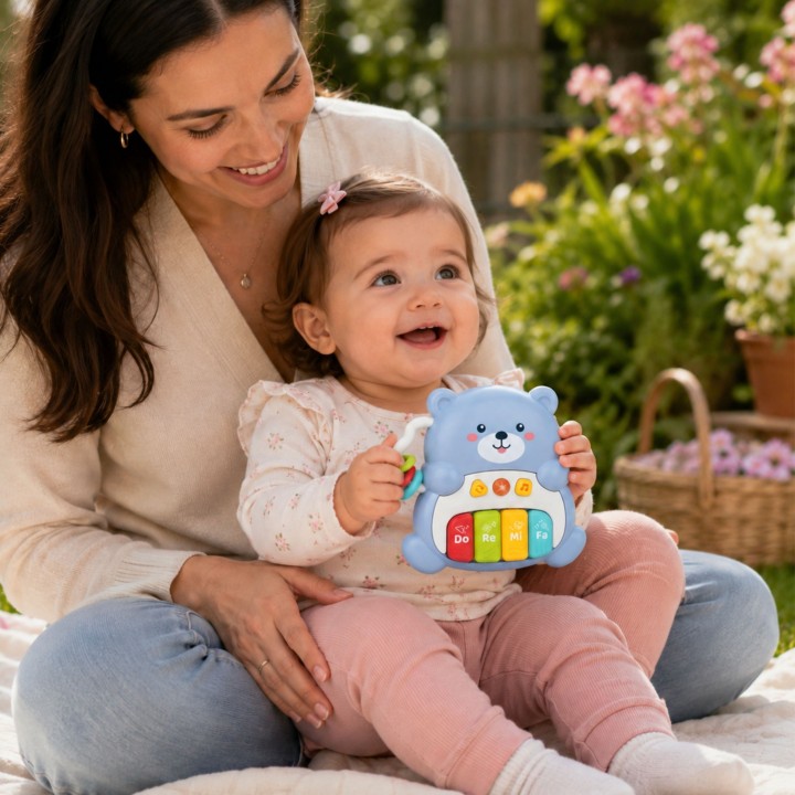 WOOPIE BABY Pianinko Interaktywne Muzyczny Miś - Zabawka Muzyczna