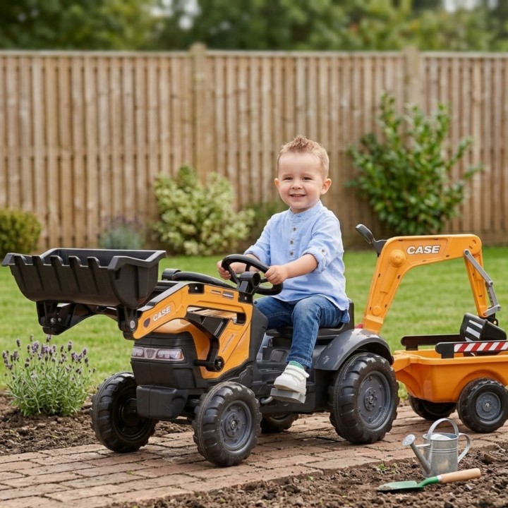 FALK CASE Pedal Tractor with Excavator and Trailer 2-5 years