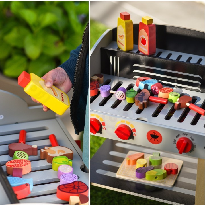 Drewniany Grill Ogrodowy BBQ Wózek WOOPIE - Zestaw Kuchnia
