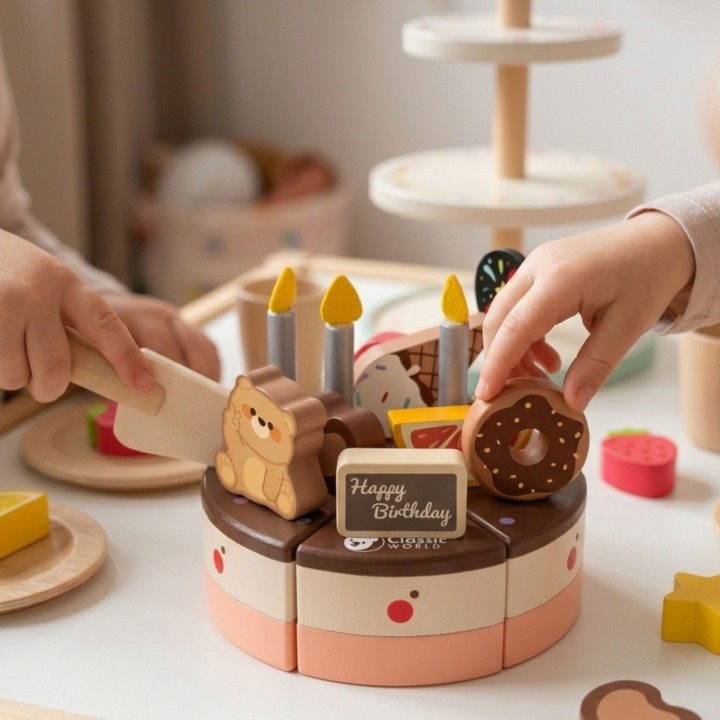 Wooden Birthday Cake CLASSIC WORLD 19 pcs - Toy for Children