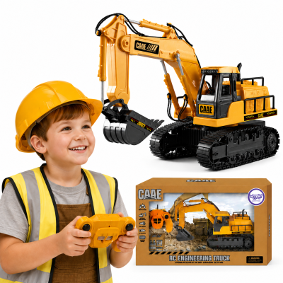 WOOPIE Large Remote Controlled Excavator on Tracks 7 Functions Sound + Acc.