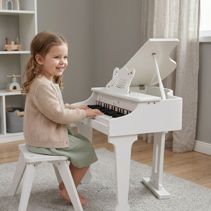 Large Children's Piano with Chair and Book