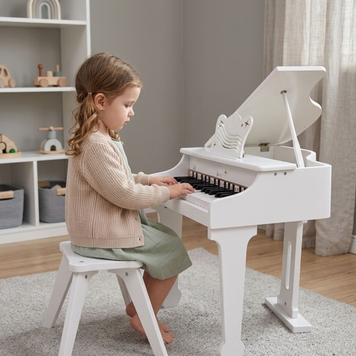 Duże Pianino Fortepian dla Dzieci z Krzesełkiem i Książeczką