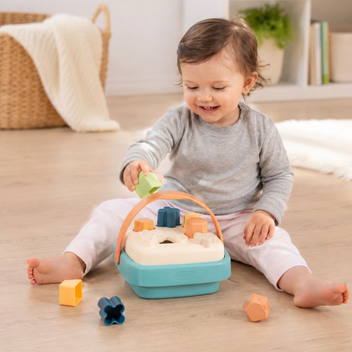 SMOBY Little Green Sorter - Bioplastic Basket for Children