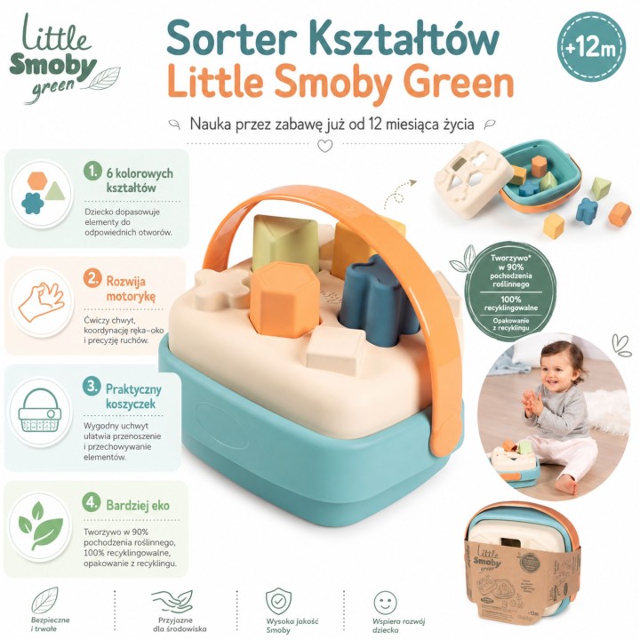SMOBY Little Green Sorter - Koszyk Bioplastik dla Dzieci