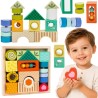 CLASSIC WORLD Wooden Sensory Blocks 7 Functions Multifunctional Puzzle Shapes Sound MONTESSORI 14 pcs.