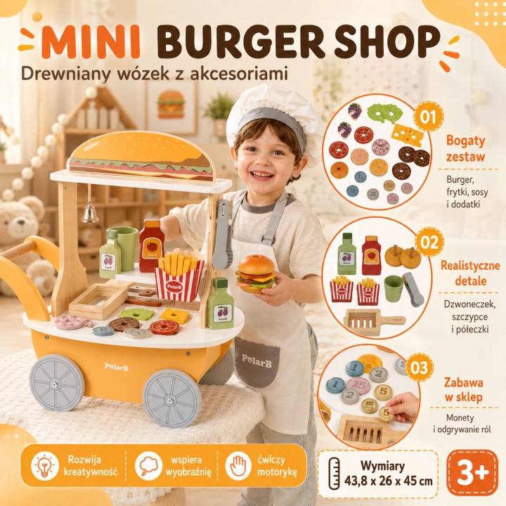 Minisklep z Hamburgerami Viga – kreatywna zabawa w mini restaurację