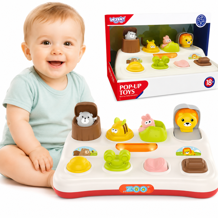 WOOPIE Zabawka Edukacyjna Wbijanka ZOO Popup - Interaktywny Panel