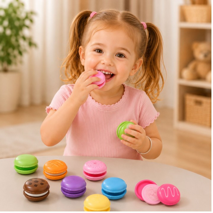 VIGA Wooden Colorful Macaroon Cookies 8 pcs - Set