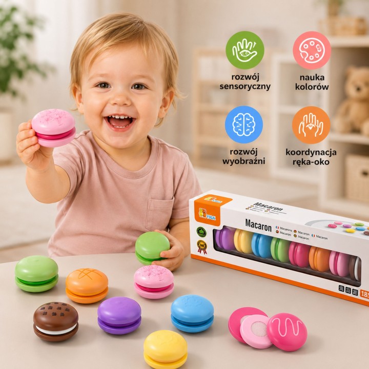 VIGA Wooden Colorful Macaroon Cookies 8 pcs - Set