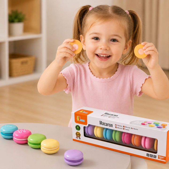 VIGA Wooden Colorful Macaroon Cookies 8 pcs - Set