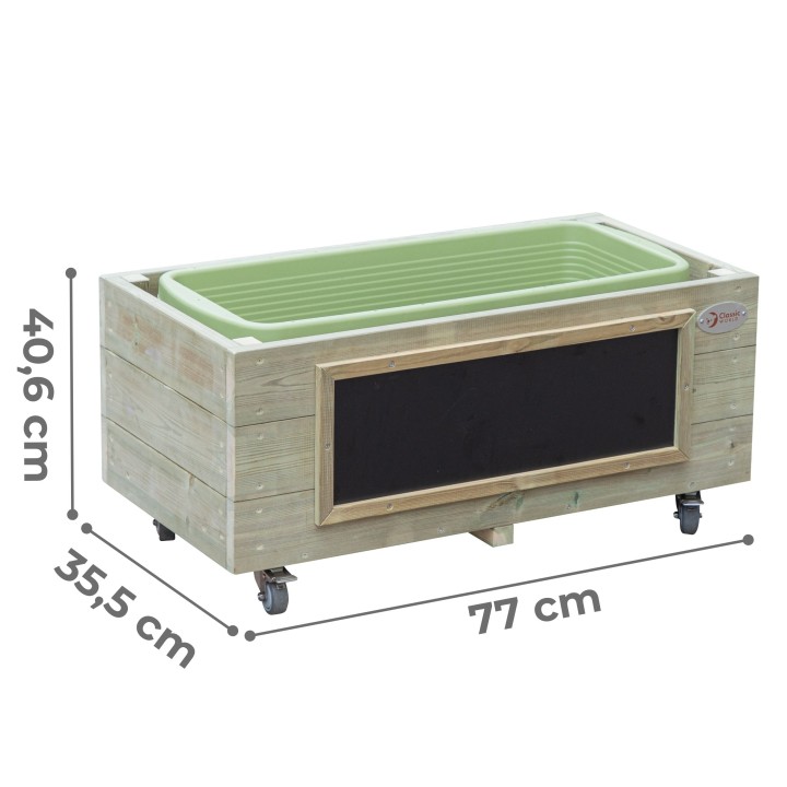 Classic World Wooden Flower Pot for Children on Wheels