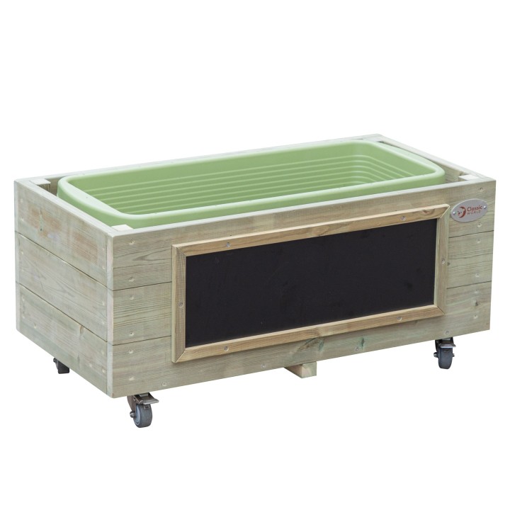 Classic World Wooden Flower Pot for Children on Wheels