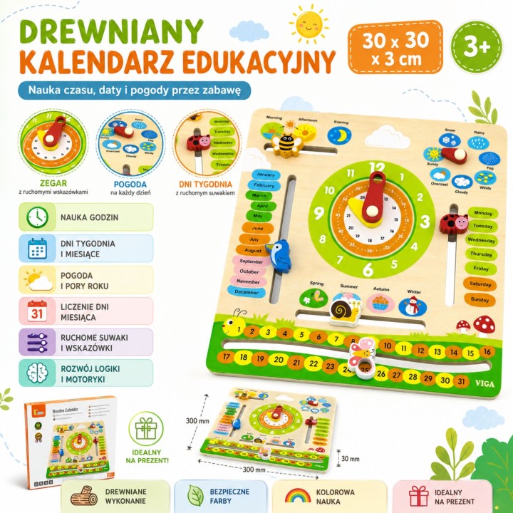 VIGA Kalendarz Edukacyjny - Nauka Języka Angielskiego dla Dzieci