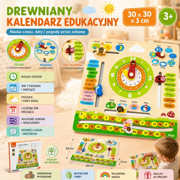 VIGA Kalendarz Edukacyjny - Nauka Języka Angielskiego dla Dzieci