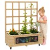 Classic World Edu Wooden Flower Stand on Wheels Garden Cart with Blackboard