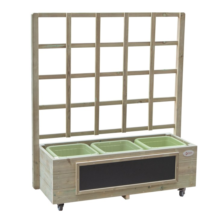 Classic World Wooden Flower Stand on Wheels Trolley with Board