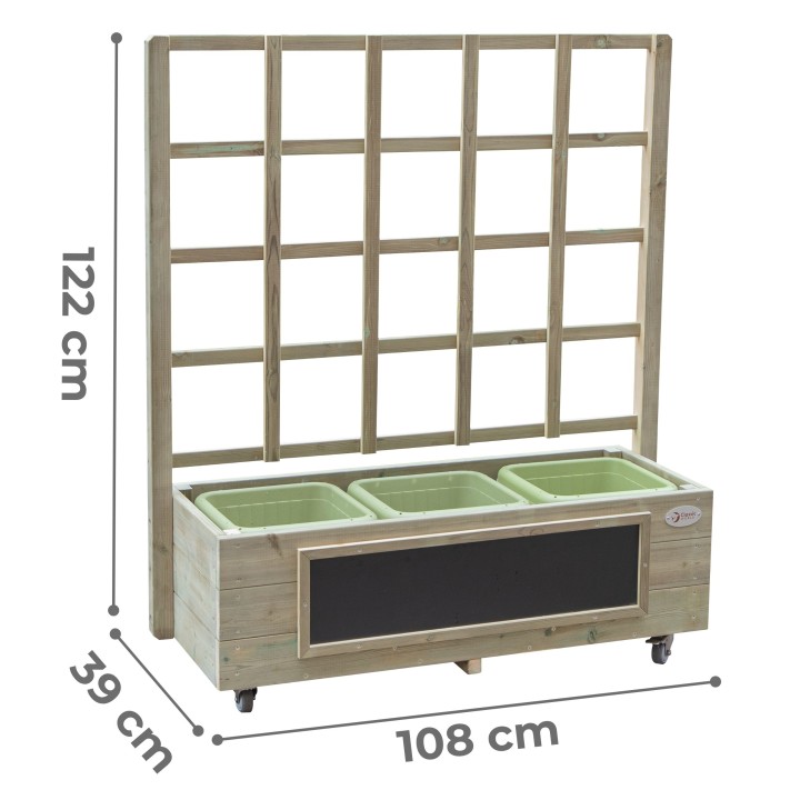 Classic World Wooden Flower Stand on Wheels Trolley with Board
