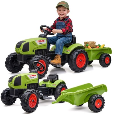 FALK Traktor Claas Zielony na Pedały z Przyczepą + Klakson 2+