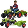 FALK Green Claas Pedal Tractor with Trailer + Horn from 2 Years Old.