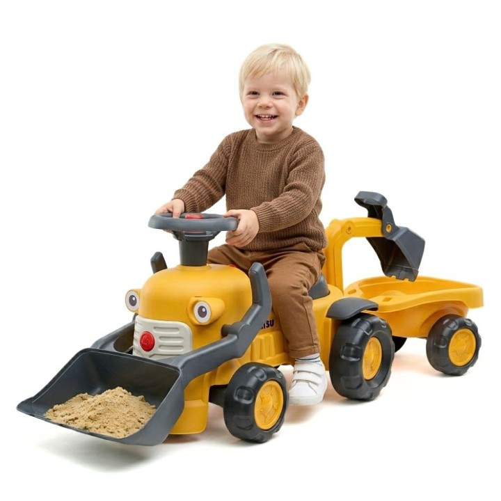 Jeździk Traktor Komatsu z Koparką i Przyczepą Eko Recykling