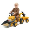 FALK Komatsu Ride-on Tractor with Excavator Bucket and Trailer for 1-3 Years Old