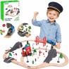 Tooky Toy Drewniana Kolejka Elektryczna Straż Pożarna Efekty Dźwiękowe 70 el. FSC