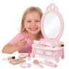 CLASSIC WORLD Wooden Dressing Table for Girls with Mirror + Hair Straightener 11 accessories