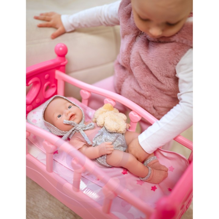 WOOPIE ROYAL Baby Doll 36 cm with Teddy Bear and Feeding Accessories