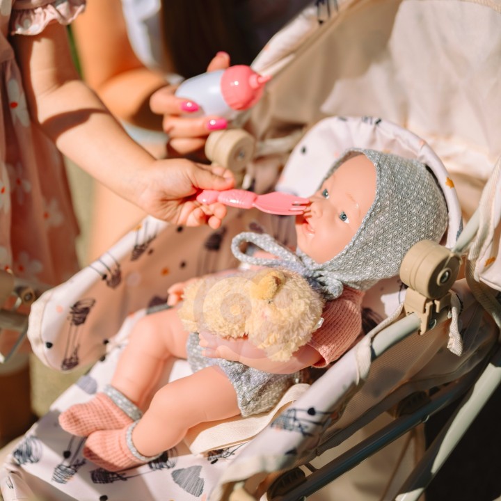WOOPIE ROYAL Baby Doll 36 cm with Teddy Bear and Feeding Accessories