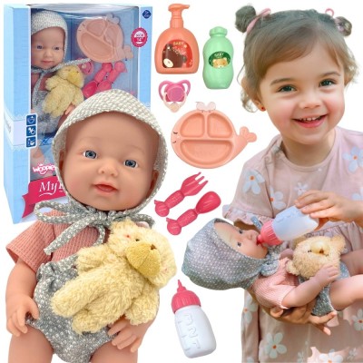 WOOPIE ROYAL Lalka Bobas 36 cm z Misiem i Akcesoriami do Karmienia